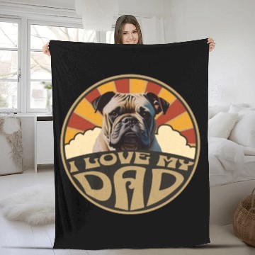 Discover I Love My Dad - Bulldog Fleece Blankets