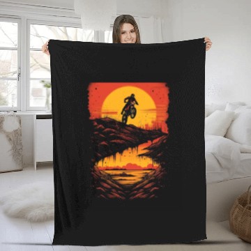 Discover Dirt Bike Jumping Dirt Mound Motorcycle Biker Fleece Blankets