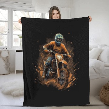 Discover Dirt Bike Biker Motorcycle Mud Offroad Riding Fleece Blankets