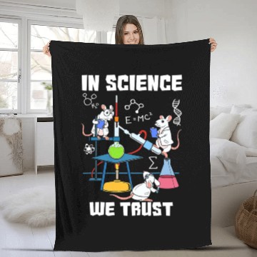Discover Funny In Science We Trust Laboratory Chemicals Fleece Blankets