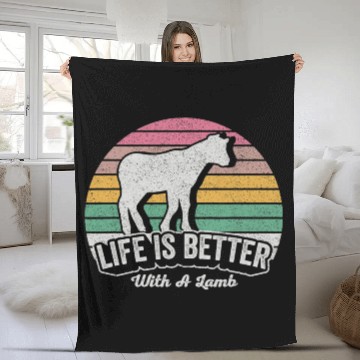 Discover Funny Lamb Vintage Retro Life Is Better With Fleece Blankets