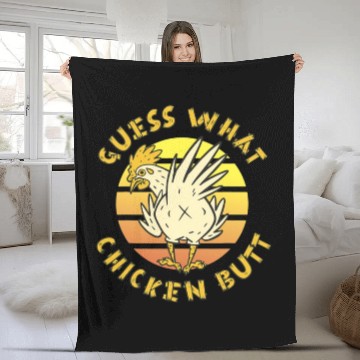 Discover Funny Guess What Chicken Butt Farmer Joking Fleece Blankets