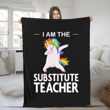Discover Funny I Am The Substitute Teacher Dabbing Colorful Fleece Blankets