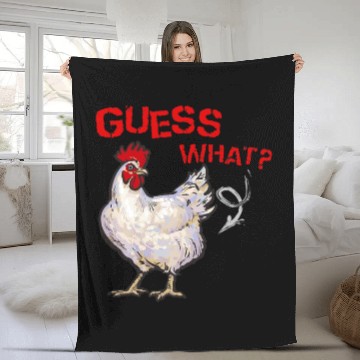Discover Funny Guess What Chicken Butt Farmer Chicken Buffs Fleece Blankets