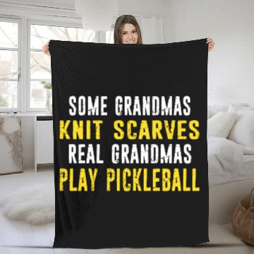 Discover Pickleball Season Grandma Player Paddle Funny Fleece Blankets