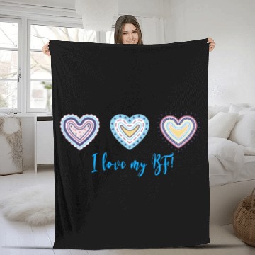 Discover I Love My Bf Modern Boho Style Fleece Blankets
