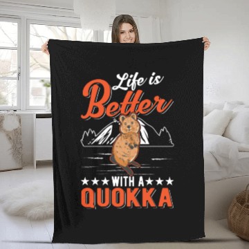 Discover Life Is Better With A Quokka Short Tailed Kangaroo Fleece Blankets