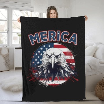 Discover USA Independence Day 4th of July Labor Day Fleece Blankets