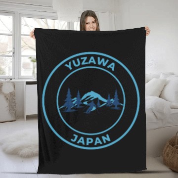 Discover Retro Cool Skiing in Yuzawa Japan Souvenir Fleece Blankets