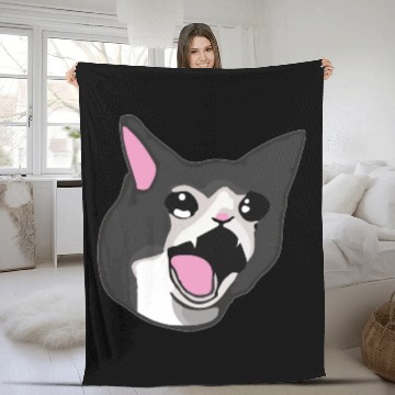 Discover Yamero Crying Screaming Cat Meme Cute Japanese Fleece Blankets