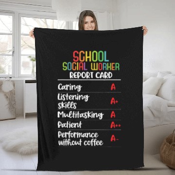 Discover School social worker Report Card Gift Fleece Blankets