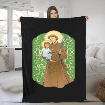 Discover St Anthony of Padua Cute Catholic Fleece Blankets