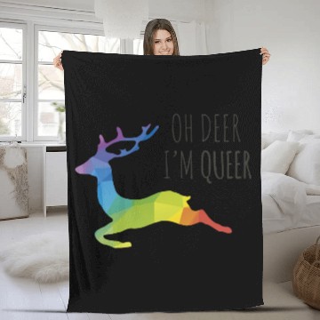 Discover Oh Deer I m Queer LGBTQ Pride Deer Dark Fleece Blankets