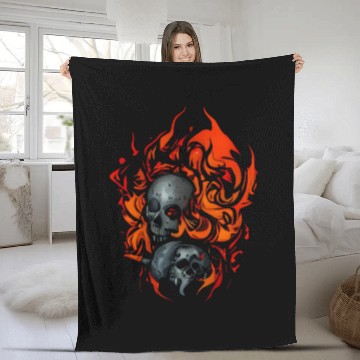 Discover Hellfire Skull Halloween Fleece Blankets