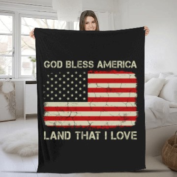 Discover Old American Flag God Bless America Land That I Lo Fleece Blankets