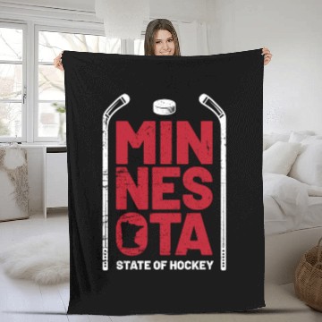Discover Minnesota State Of Hockey Mn State Map Fleece Blankets