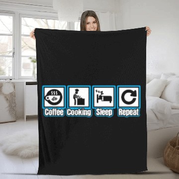 Discover Chef Coffee Cooking Sleep Repeat Fleece Blankets