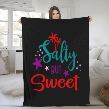 Discover Salty but sweet Funny Beach Design Summer humor Fleece Blankets