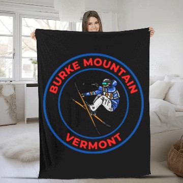 Discover Retro Skiing in Burke Mountain Vermont Souvenir Fleece Blankets