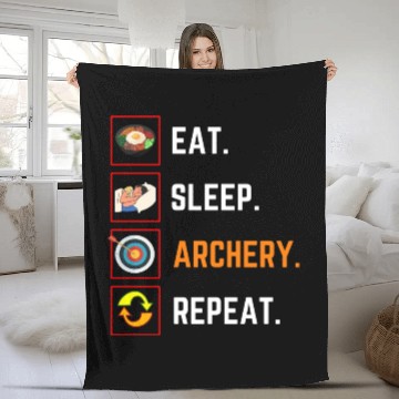 Discover Funny Eat Sleep archery Repeat Gift Fleece Blankets