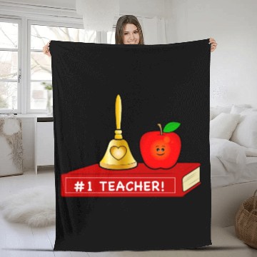 Discover Teacher Appreciation Cute Apple And Bell With Book Fleece Blankets
