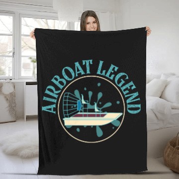 Discover Airboat Legend Hydroplane Air Boat Propeller Swamp Fleece Blankets