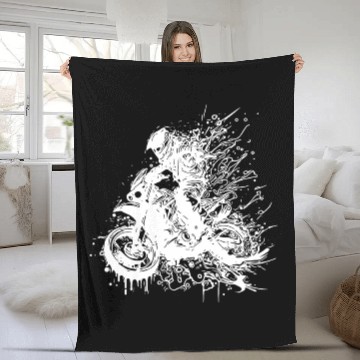 Discover Motorcycle Motocross Biker Splash Style Racing Fleece Blankets