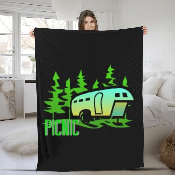 Discover picnic camp Fleece Blankets