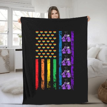 Discover American Sports Rainbow Flag LGBT Pride Month Fleece Blankets