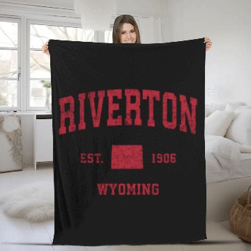 Discover Riverton Wyoming Wy Sports Red Print Fleece Blankets