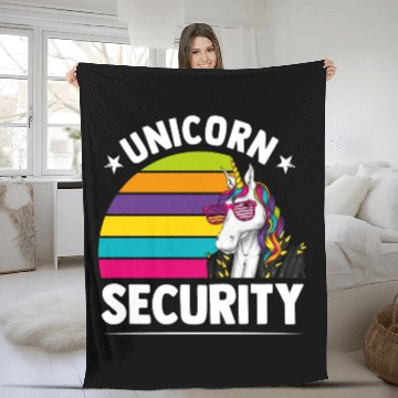 Discover Unicorn Security Funny Unicorn Lover Mythical Fleece Blankets