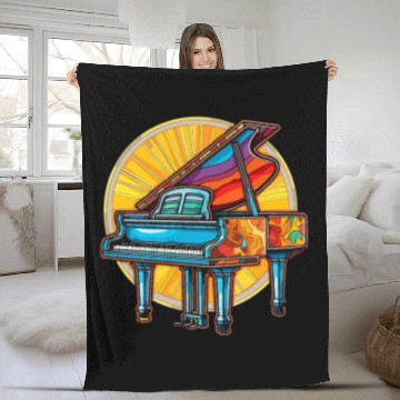 Discover Vibrant Piano Fleece Blankets