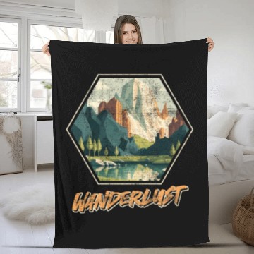Discover Wanderlust Mountaineer Hiking Mountain love Fleece Blankets