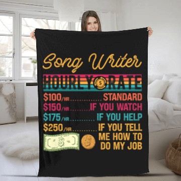 Discover Funny Vintage Song Writer Hourly Rate Job Title Fleece Blankets