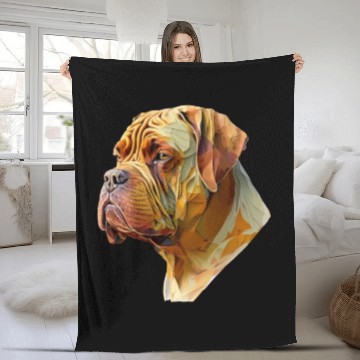 Discover Abstract AI-Generated Dogue de Bordeaux Fleece Blankets