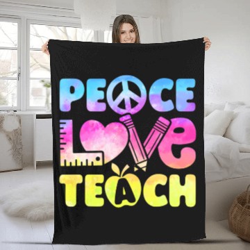 Discover Teacher Peace Love Teach First Day Back To School Fleece Blankets
