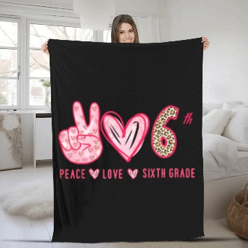 Discover Peace Love 6th Grade Squad Leopard Student Back To Fleece Blankets
