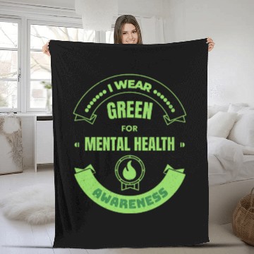 Discover I Wear Green For Mental Health Fleece Blankets Green