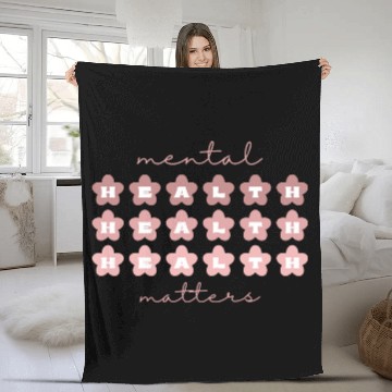 Discover Mental Health Matters | Retro Flowers Rosa Claro Fleece Blankets