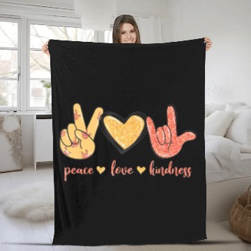 Discover Peace Love Kindness I Love You Sign Language Anti Fleece Blankets