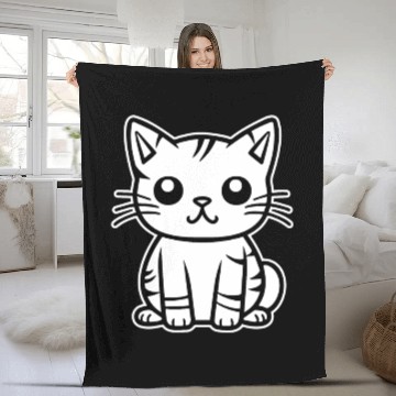 Discover Cat Kitten Feline Meow Fleece Blankets