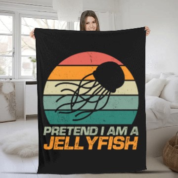 Discover Retro Pretend I m A Jellyfish Ocean Lover Vintage Fleece Blankets