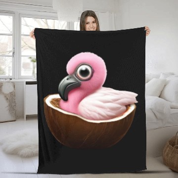 Discover Coconut Flamingo Fleece Blankets