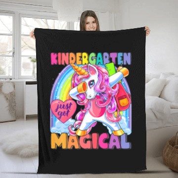 Discover Kindergarten Magical Dabbing Unicorn Back to Schoo Fleece Blankets