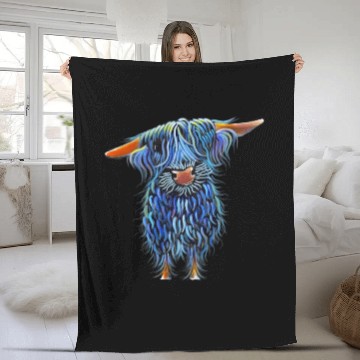 Discover Scottish Highland Cow Hairy Cow Cattle Farmer Cow Fleece Blankets