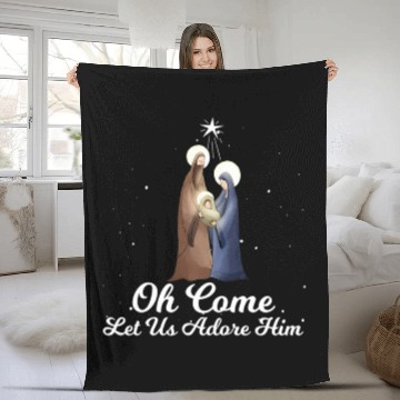 Discover Let Us Adore Him Advent Nativity Scene Fleece Blankets