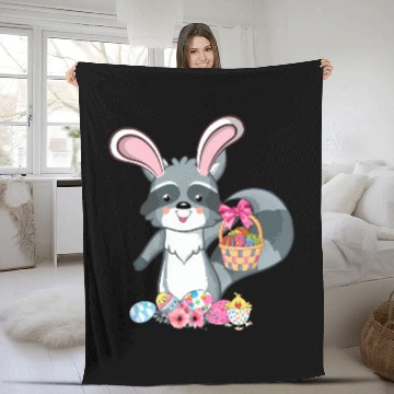 Discover Raccoon Bunny Ears Easter Eggs For Fleece Blankets