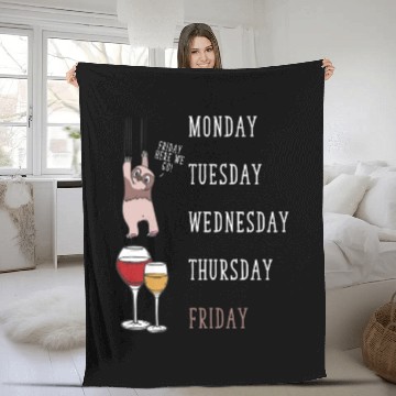 Discover Lazy Sloth Wine Lover Funny Weekend Party Fleece Blankets