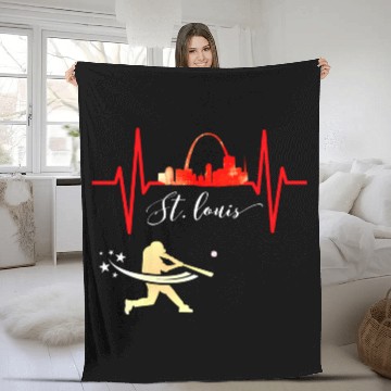Discover Saint Louis Red Cardinal Dress Heartbeat Baseball Fleece Blankets
