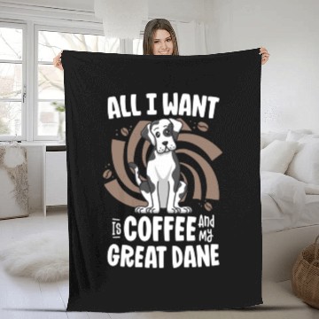 Discover All I Want Is Coffee And My Great Dane Harlequin D Fleece Blankets